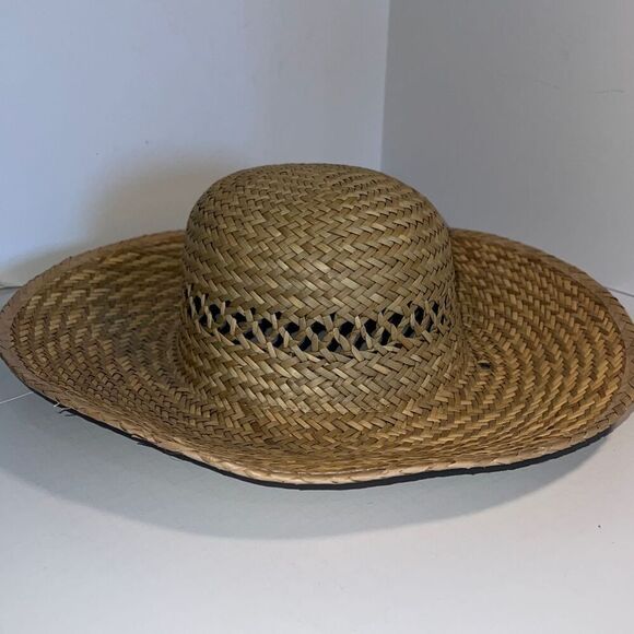 Large 100% Straw Woven SunHat Cloth Headband - Picture 3 of 5